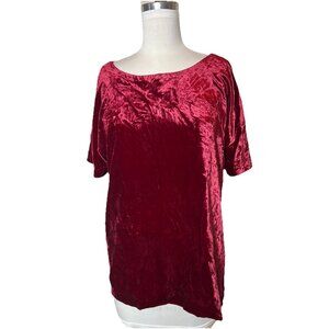 Lucky Brand Velvety Short Sleeve Top Red Women’s Size Large